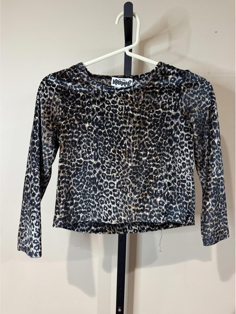 y2k 90s Y.B. Normal? Small Women's Long Sleeve Leopard Print Top